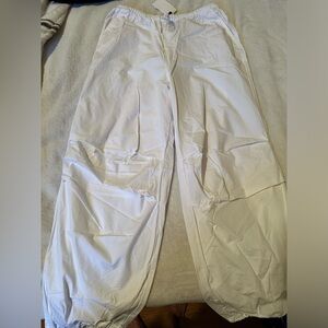 H&M, white parachute pants